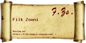 Filk Zseni névjegykártya